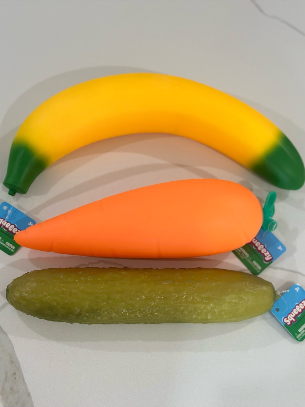 Set of 3 Sunny days squeezy Fruit/Veggies - Banana, Carrot, Pickle  *LAST SET*